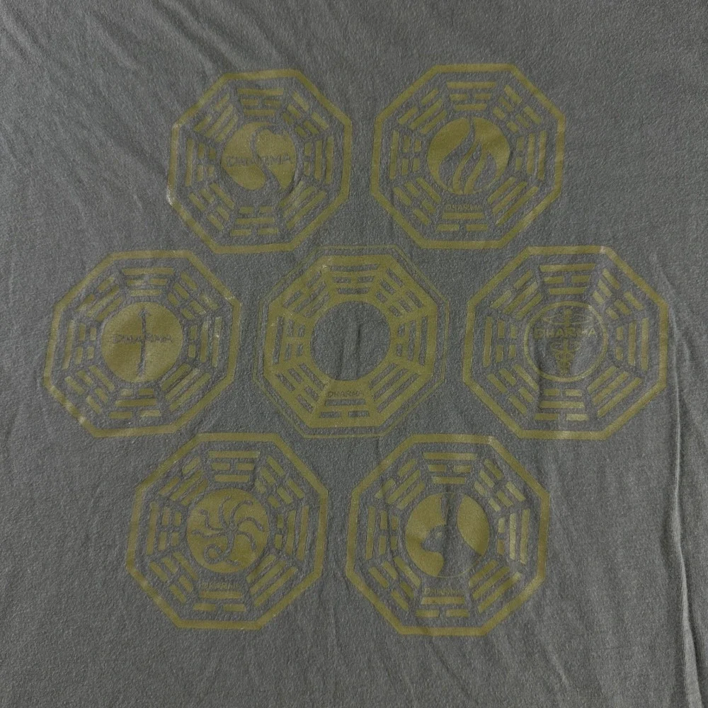 ABC Studios Lost TV Show Dharma Initiative Graphic T-Shirt Olive Green XL